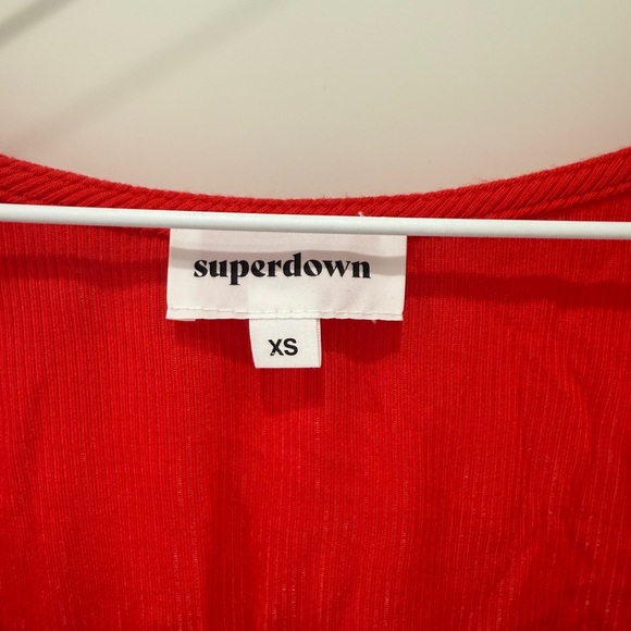 Revolve Superdown Red Ruched Sleeve Top - Picture 2 of 4